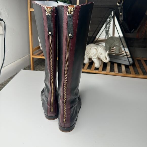 Zara Black Leather Knee High Riding Boots - Picture 5 of 6